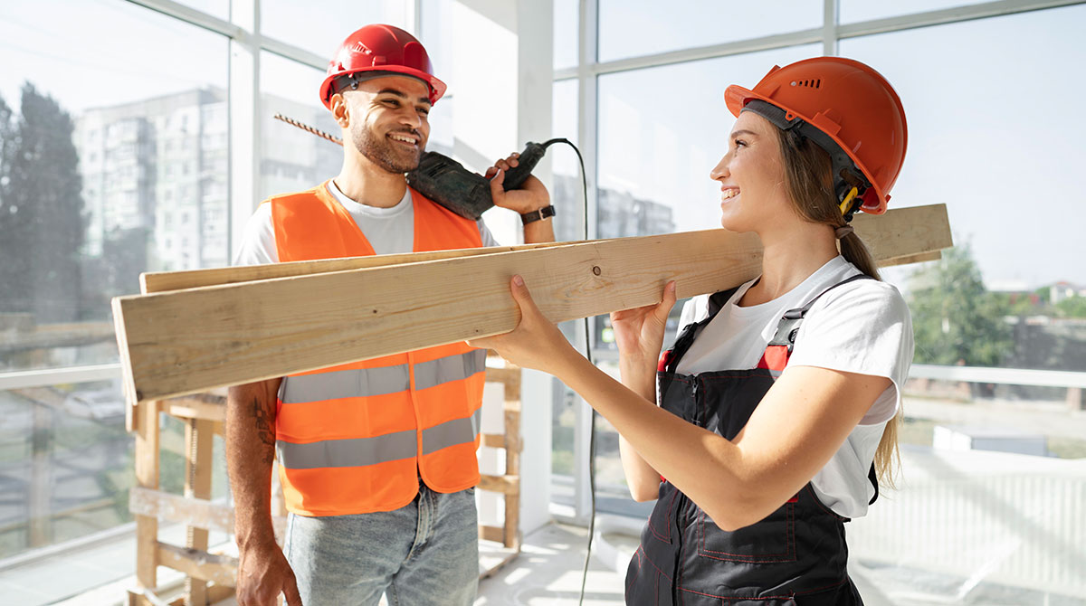 Construction professionals planning a project