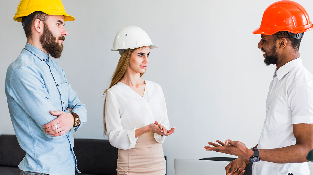 Project team discussing a container project